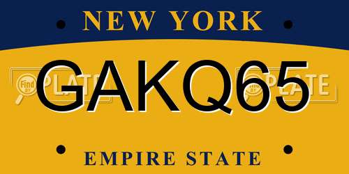 GAKQ65 New York License Plate