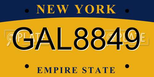 GAL8849 New York License Plate