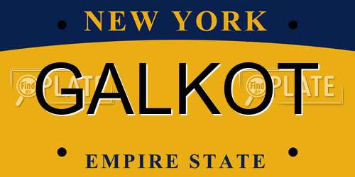 GALKOT New York License Plate