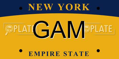 GAM New York License Plate
