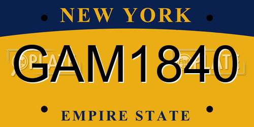 GAM1840 New York License Plate