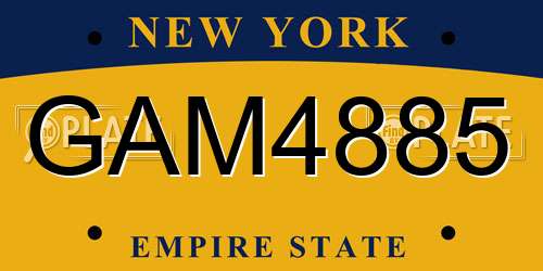 GAM4885 New York License Plate