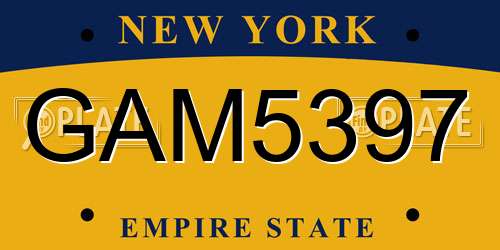 GAM5397 New York License Plate