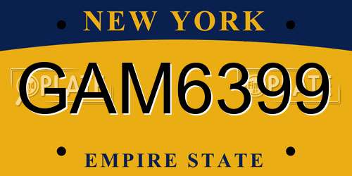 GAM6399 New York License Plate