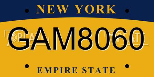 GAM8060 New York License Plate