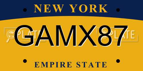 GAMX87 New York License Plate