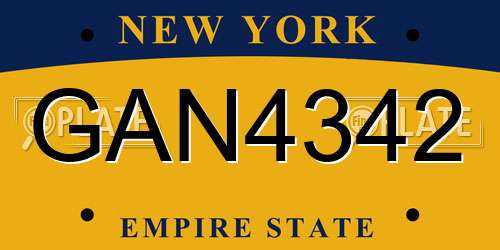 GAN4342 New York License Plate
