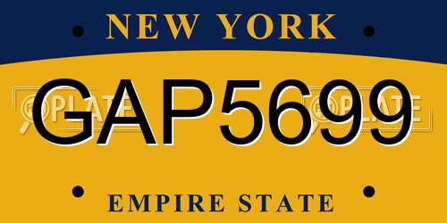 GAP5699 New York License Plate