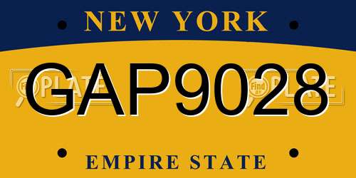 GAP9028 New York License Plate