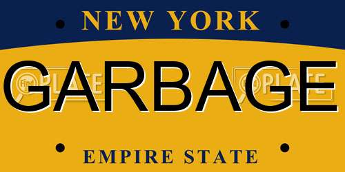 GARBAGE New York License Plate