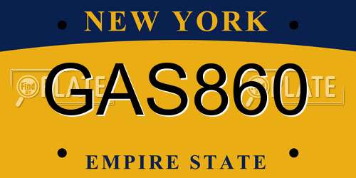 GAS860 New York License Plate