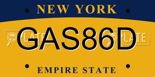 GAS86D New York License Plate