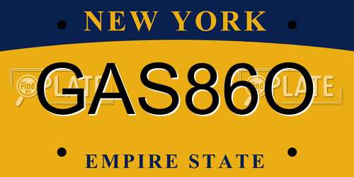 GAS86O New York License Plate