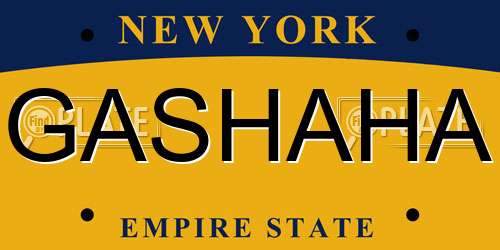 GASHAHA New York License Plate