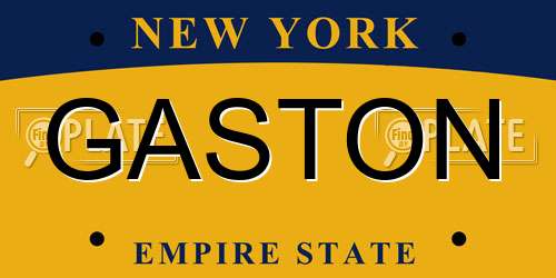 GASTON New York License Plate