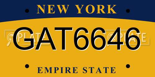 GAT6646 New York License Plate