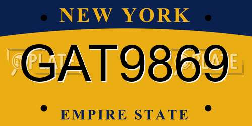 GAT9869 New York License Plate