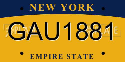 GAU1881 New York License Plate