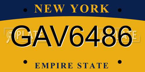 GAV6486 New York License Plate