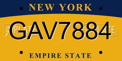GAV7884 New York License Plate