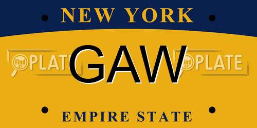 GAW New York License Plate