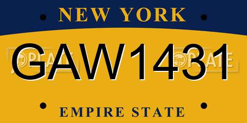GAW1431 New York License Plate