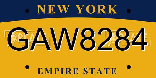 GAW8284 New York License Plate