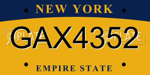 GAX4352 New York License Plate
