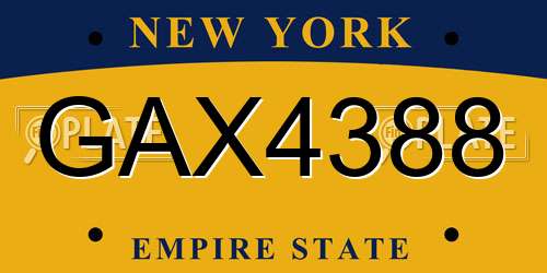 GAX4388 New York License Plate