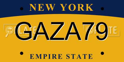 GAZA79 New York License Plate