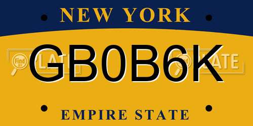 GB0B6K New York License Plate
