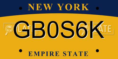 GB0S6K New York License Plate