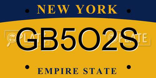 GB5O2S New York License Plate
