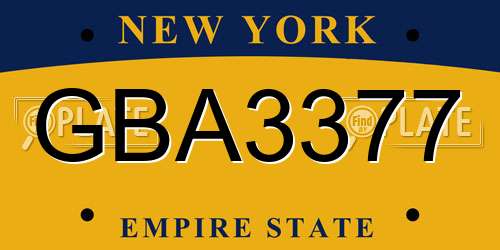 GBA3377 New York License Plate
