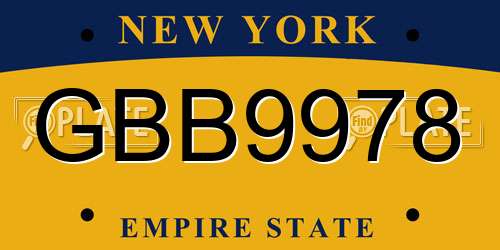 GBB9978 New York License Plate