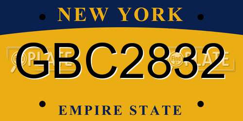 GBC2832 New York License Plate