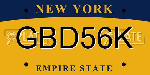 GBD56K New York License Plate