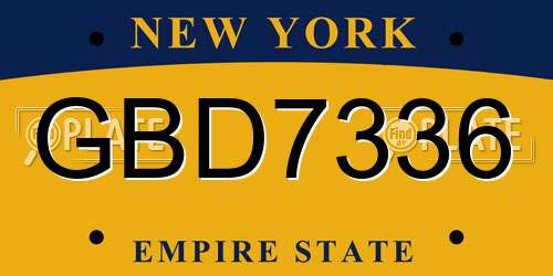 GBD7336 New York License Plate