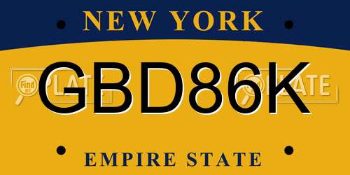 GBD86K New York License Plate