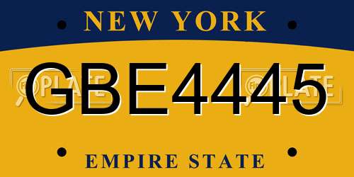 GBE4445 New York License Plate
