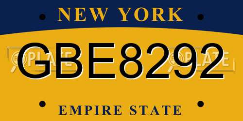 GBE8292 New York License Plate