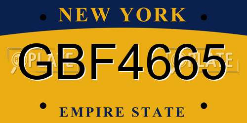 GBF4665 New York License Plate