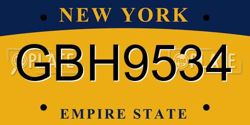 GBH9534 New York License Plate