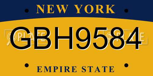 GBH9584 New York License Plate