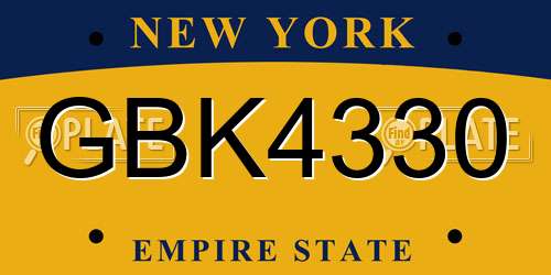 GBK4330 New York License Plate