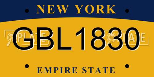GBL1830 New York License Plate