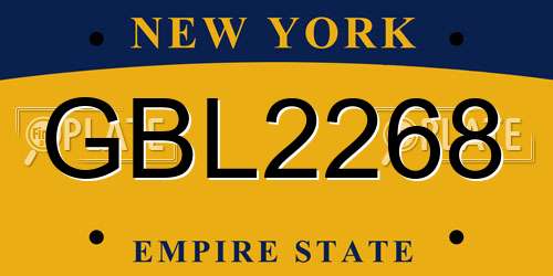GBL2268 New York License Plate