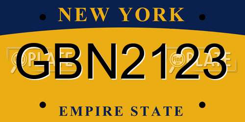 GBN2123 New York License Plate