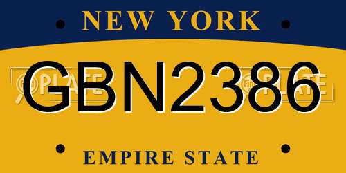 GBN2386 New York License Plate