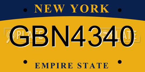 GBN4340 New York License Plate